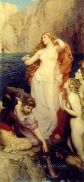 Las perlas de Afrodita Herbert James Draper desnudo Pinturas al óleo